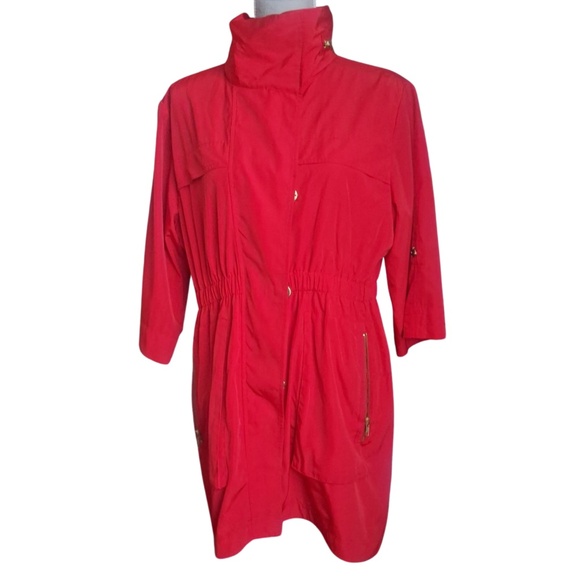 Ali Ro Utility Lightweight Statement Jacket Red Belted Coat Sz 10 City Girl - Picture 4 of 12